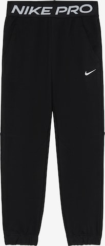 juoda NIKE Siaurėjantis Sportinės kelnės 'Pro': priekis