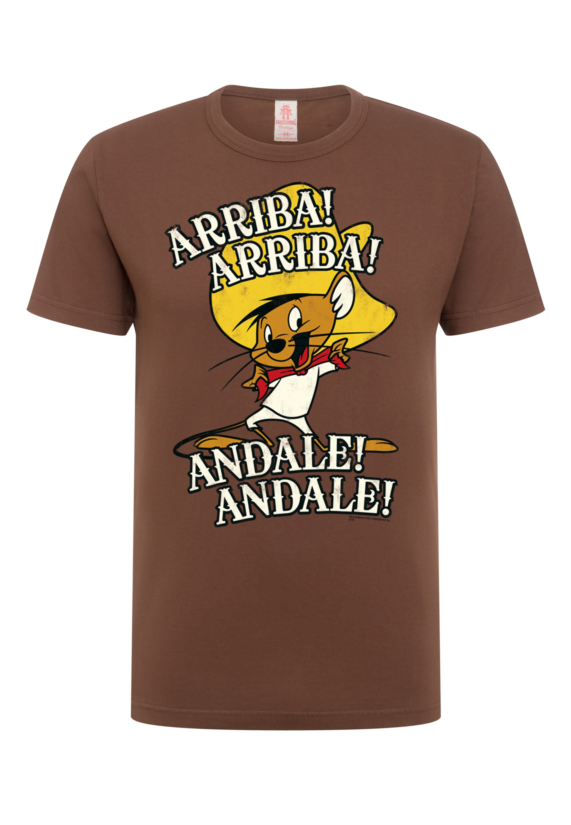LOGOSHIRT Shirt 'Looney Tunes - Speedy Gonzales' in Bruin: voorkant