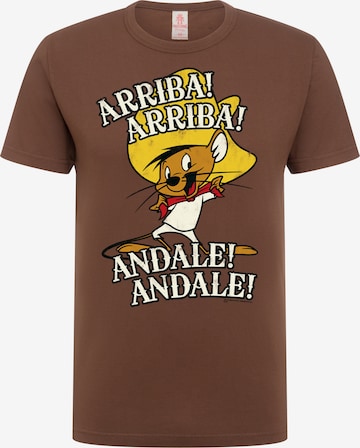 LOGOSHIRT Shirt 'Looney Tunes - Speedy Gonzales' in Bruin: voorkant