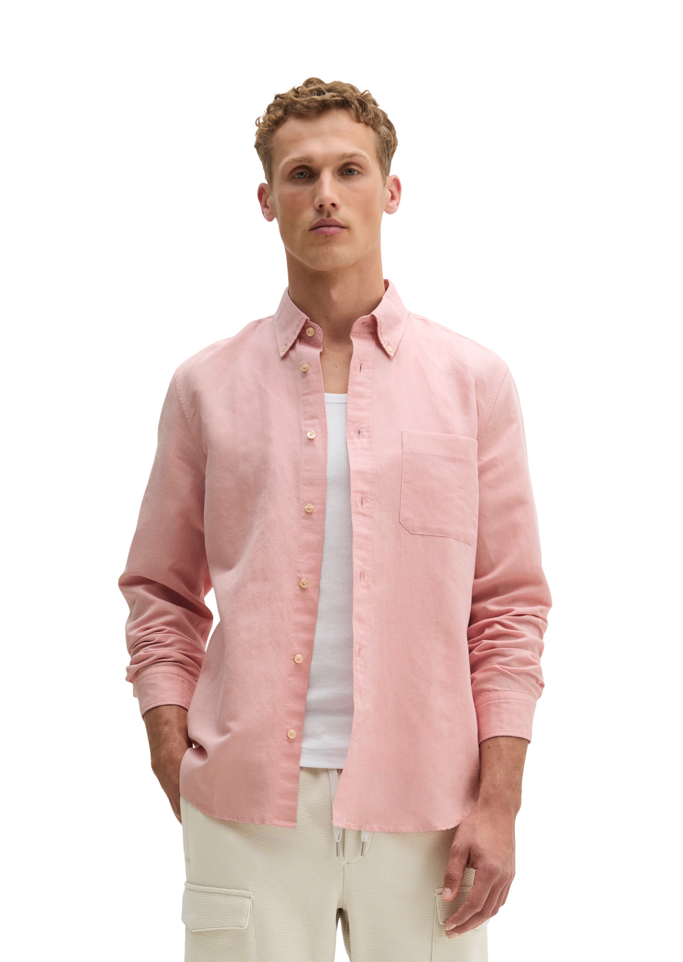 Coupe regular Chemise Marc O'Polo en rose : devant