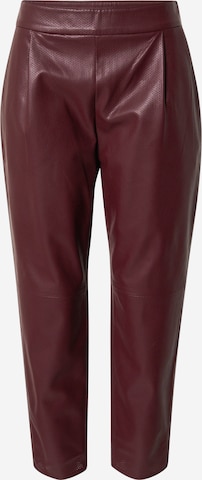 TAIFUN Tapered Pleat-Front Pants in Purple: front