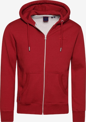 Veste de survêtement Superdry en rouge : devant