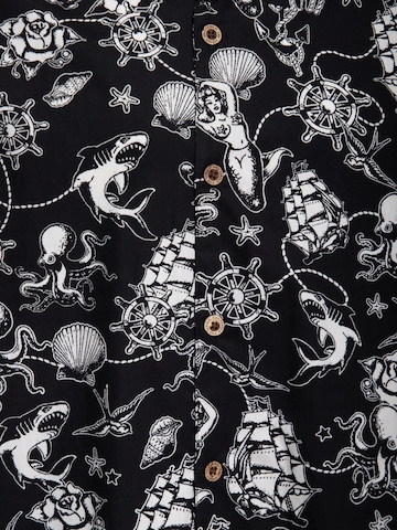 King Kerosin Regular fit Button Up Shirt 'Sailor' in Black
