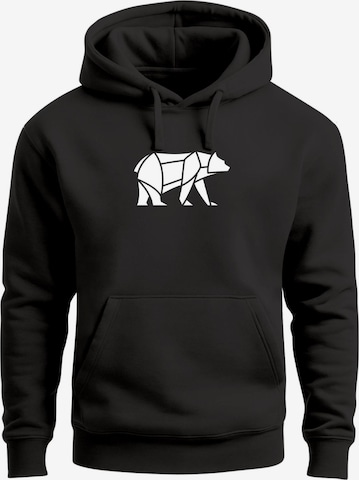 Neverless Sweatshirt 'Bär Lineart Polygon' in Black: front