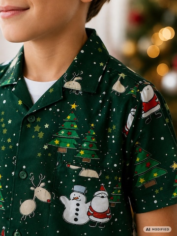 Regular fit Camicia 'Christmas Buddies' di King Kameha in verde