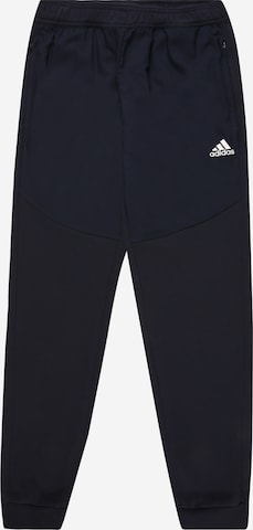 ADIDAS PERFORMANCE Tapered Workout Pants in Black: front