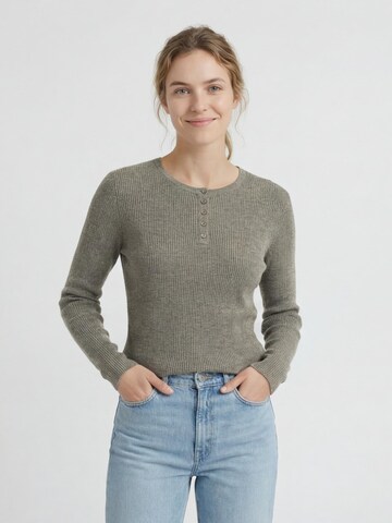 Antargo Pullover 'Basic Longsleeve with Buttons'‌‌‌‌ in Grün: Vorderseite