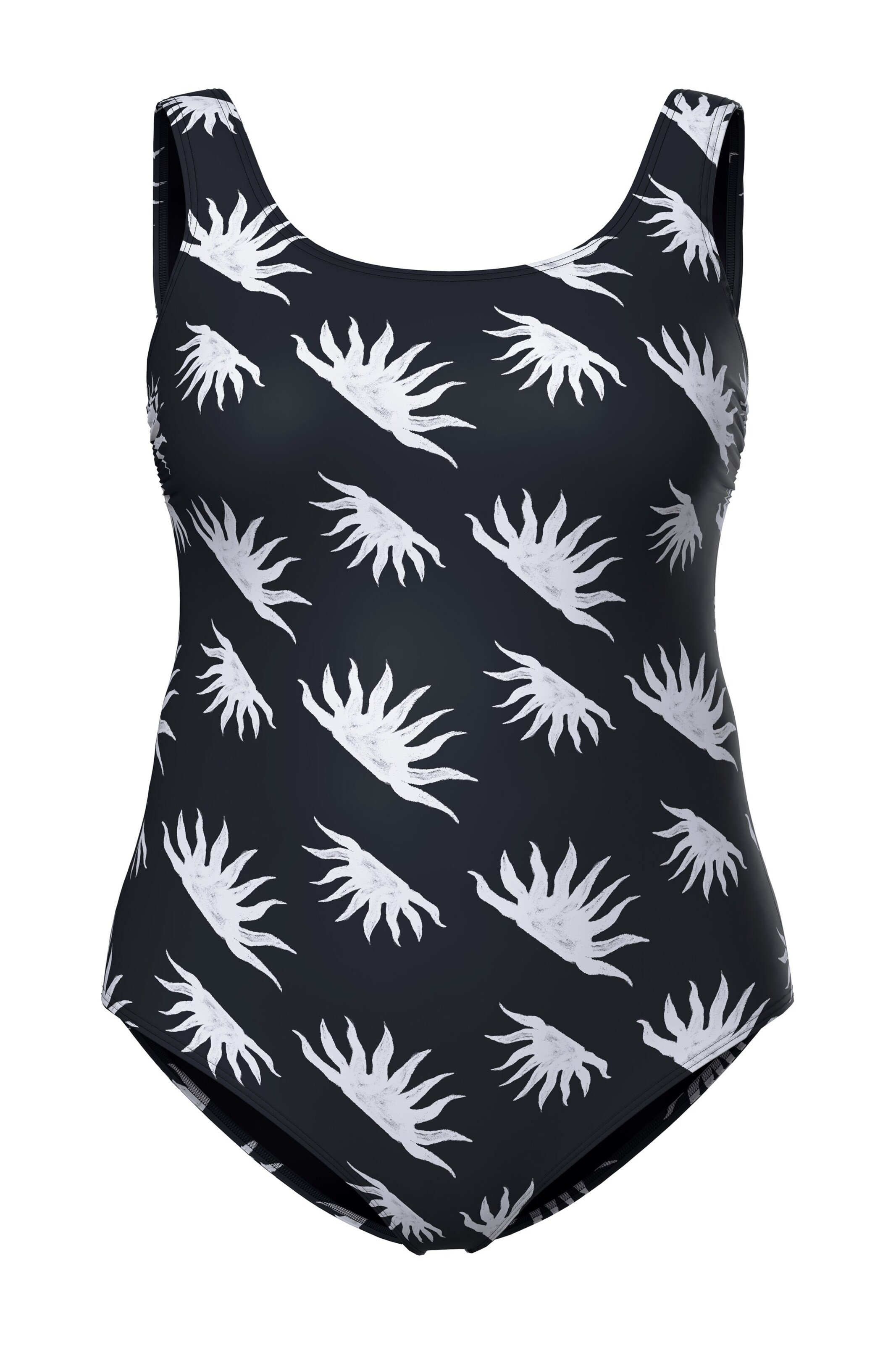 Ulla Popken T-Shirt Badeanzug in Schwarz: Vorderseite