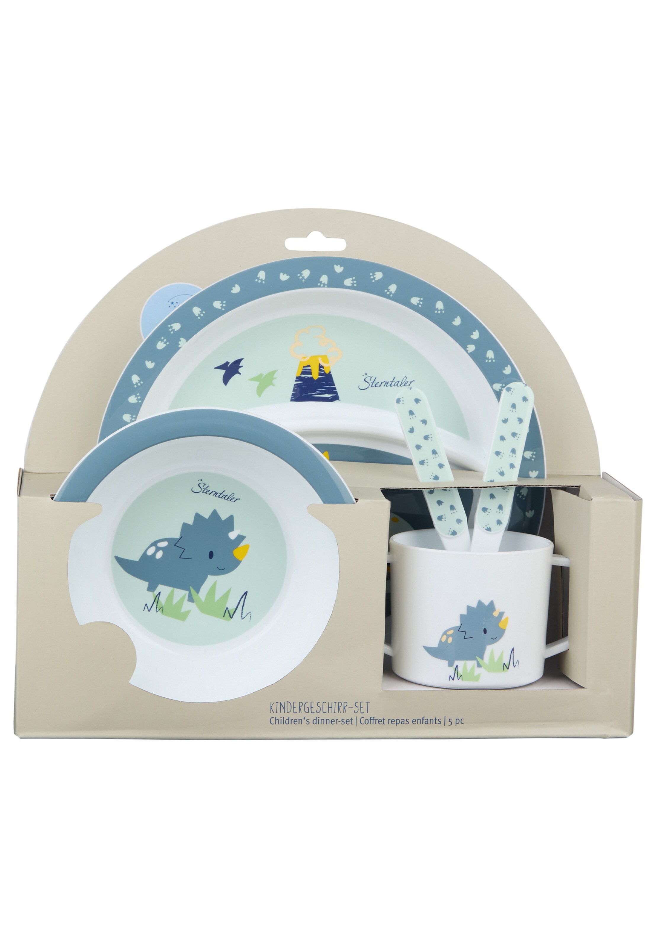 STERNTALER Geschirrset 'Dino Rexi' in Blau: Vorderseite