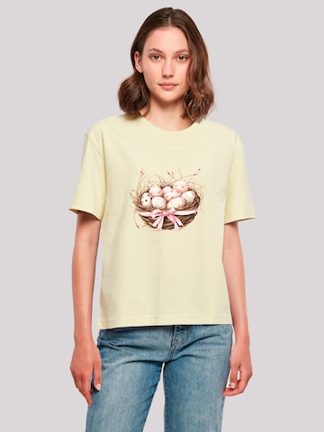 F4NT4STIC Shirt 'Osterei Nest Korb Dekor' in Yellow: front