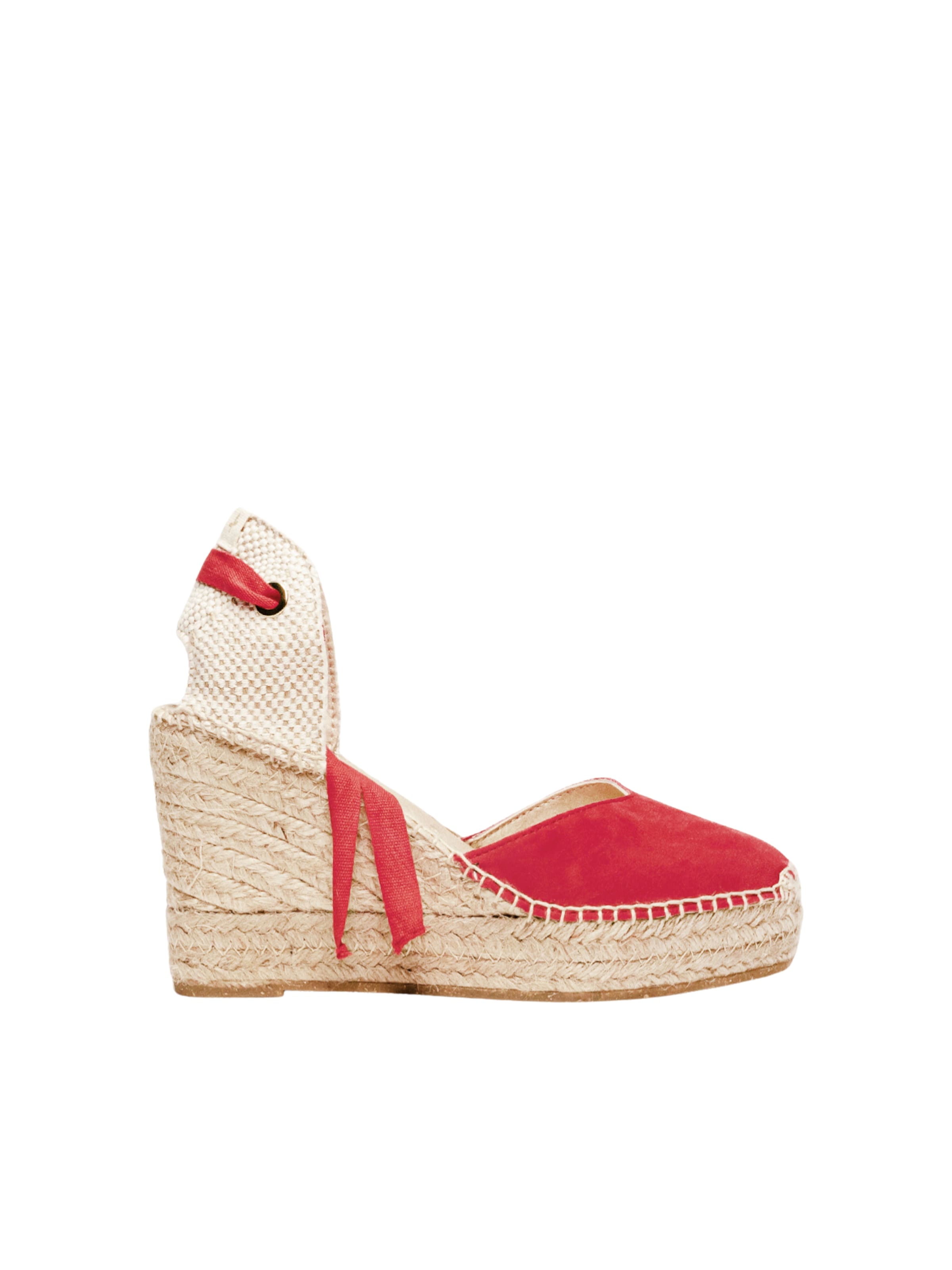Alhamas - Sandalias 'Alpargata Cuña 10 cm' en rojo: frente