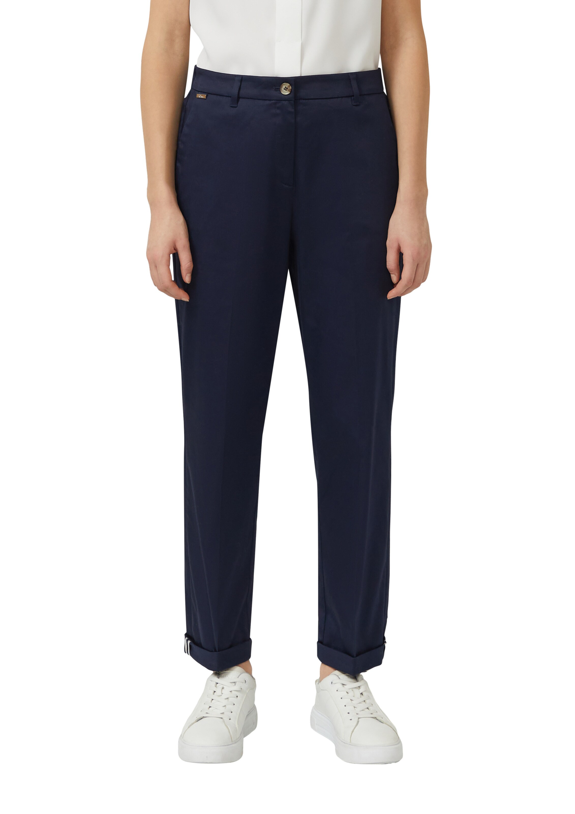 mėlyna s.Oliver Prigludęs „Chino“ stiliaus kelnės: priekis