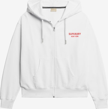 Veste de survêtement Superdry en blanc : devant