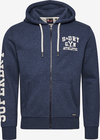 Superdry Zip-Up Hoodie 'Gym Athletic' in Blue: front