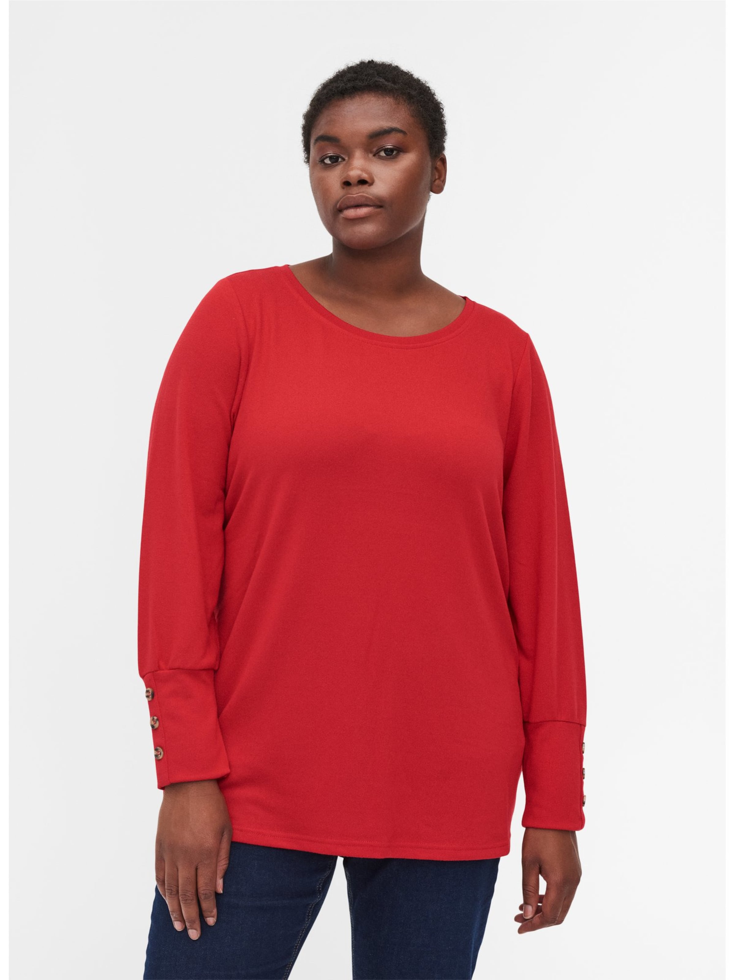 Frauen Große Größen Zizzi Bluse 'Lucca' in Rot - PW27827