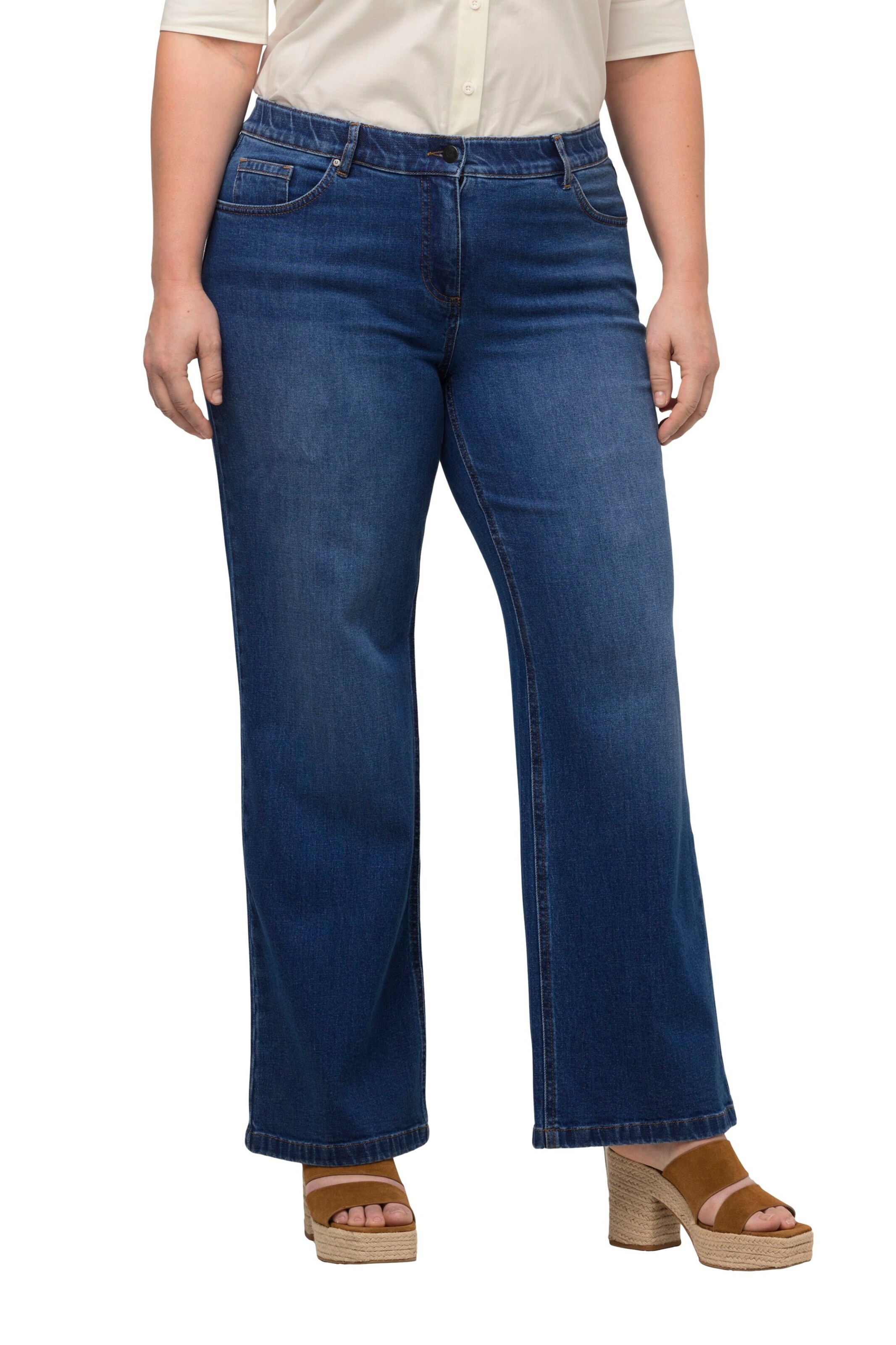 Ulla Popken Wide Leg Jeans in Blau: Vorderseite