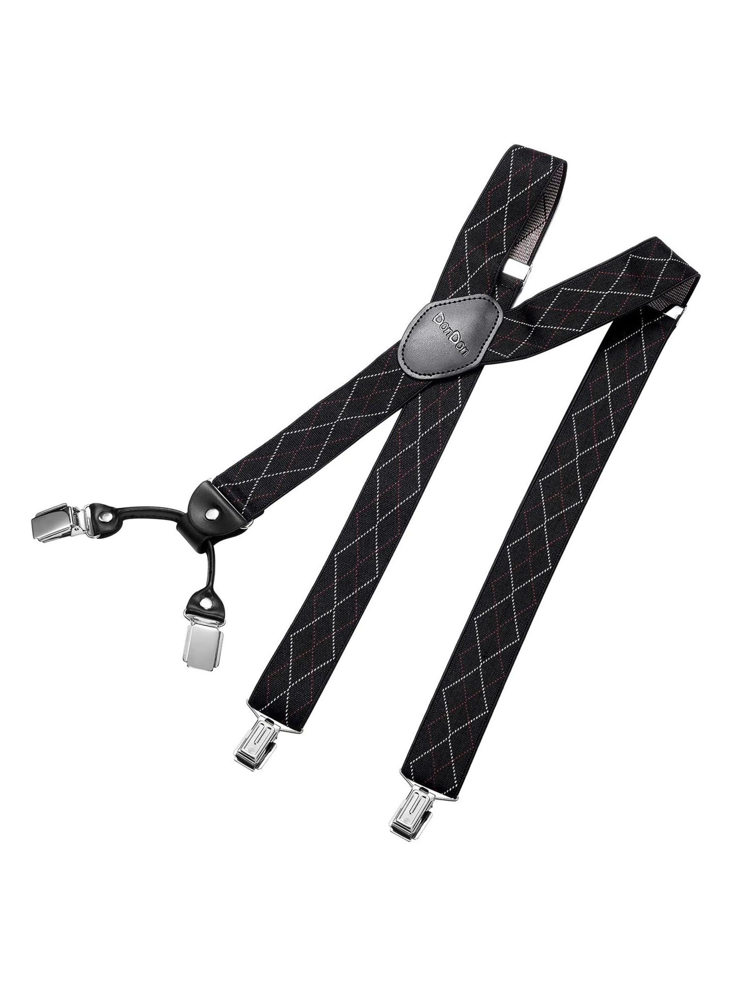 DonDon Suspenders 'DonDon Hosenträger Herren 3,5 cm breit dunkelrot für Anzug Jeans Chinos Vintage' in XS-XL in Black denim, Item view