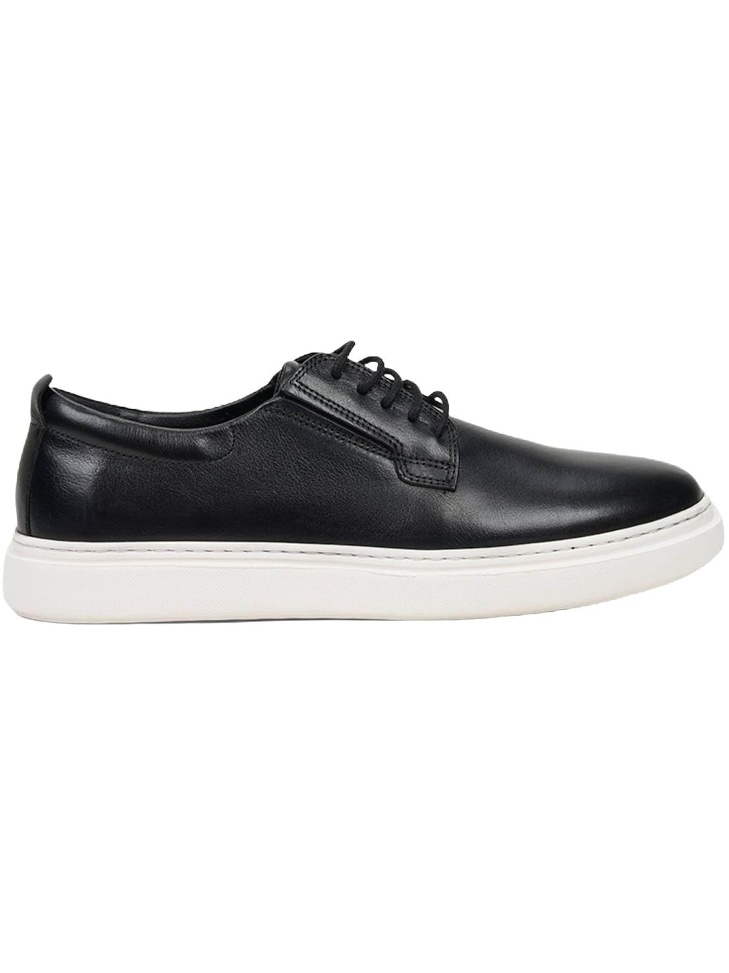 Desa - Calzado deportivo con cordones 'DESA Herren-Schnürschuhe aus Leder mit weißer Sohle' en negro: frente