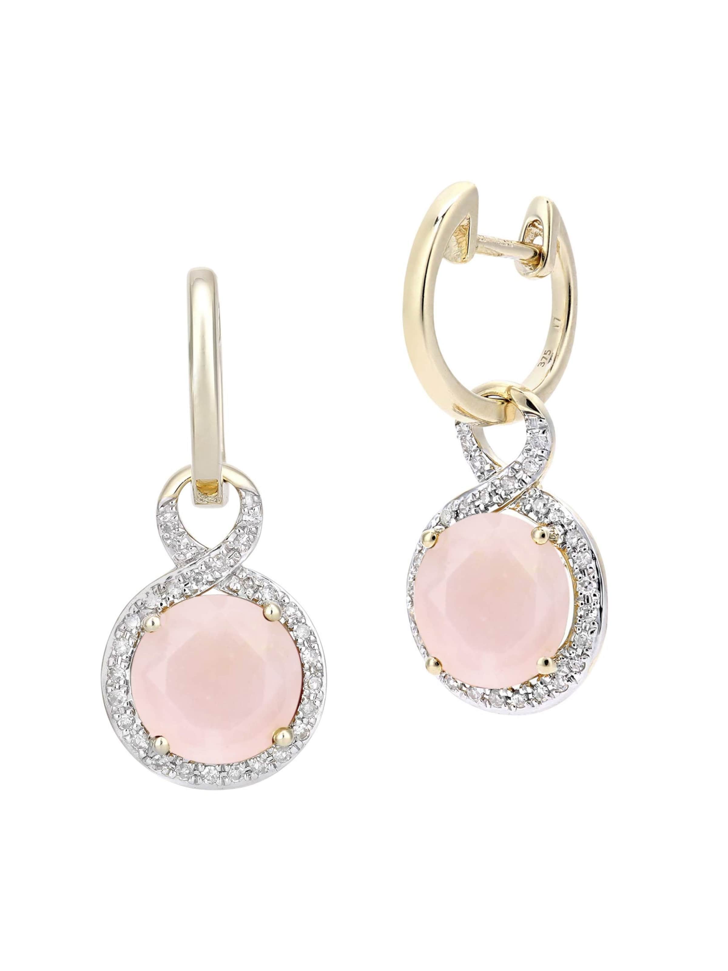 DIAMANT LETERNEL - Pendientes 'Creolen aus 375 Gelbgold mit Diamant mit Opal' en oro