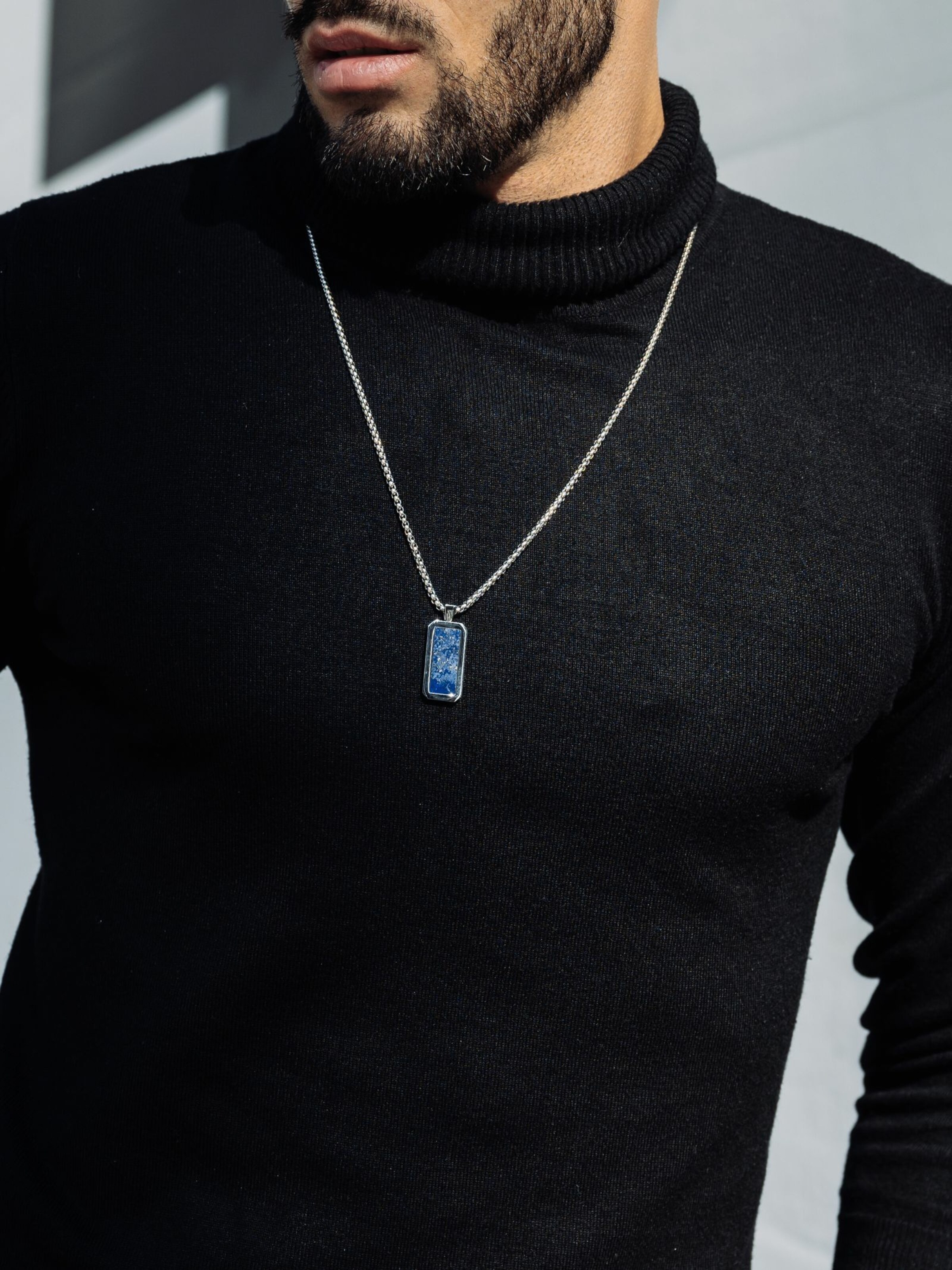 Chaîne 'Rectangle Pendant' GT Collection en bleu