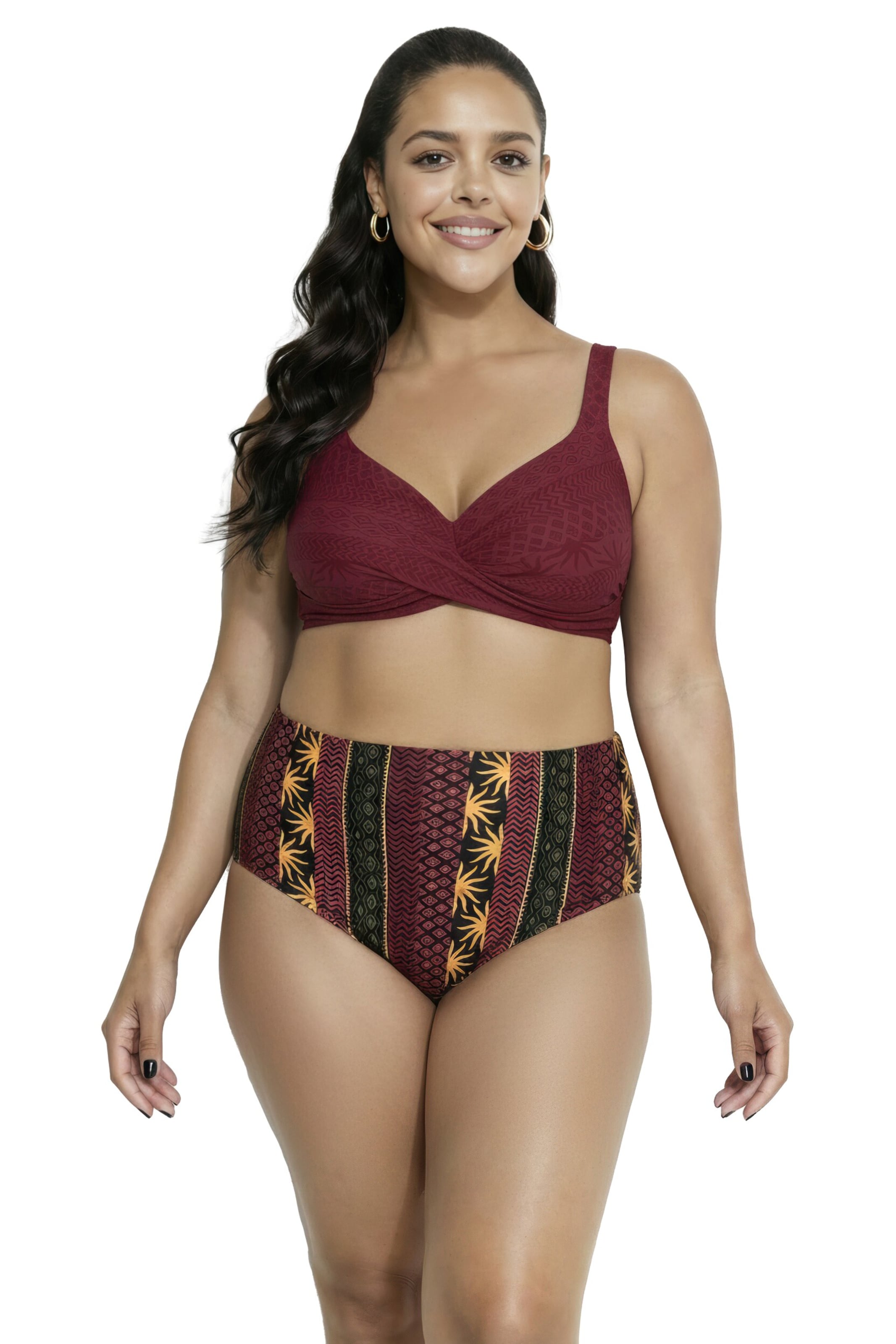 Ulla Popken Minimiser Bikini in Red: front