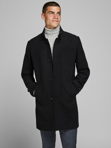 Jack & Jones Plus Ανοιξιάτικο και φθινοπωρινό παλτό 'MELTON' σε μαύρο: μπροστά