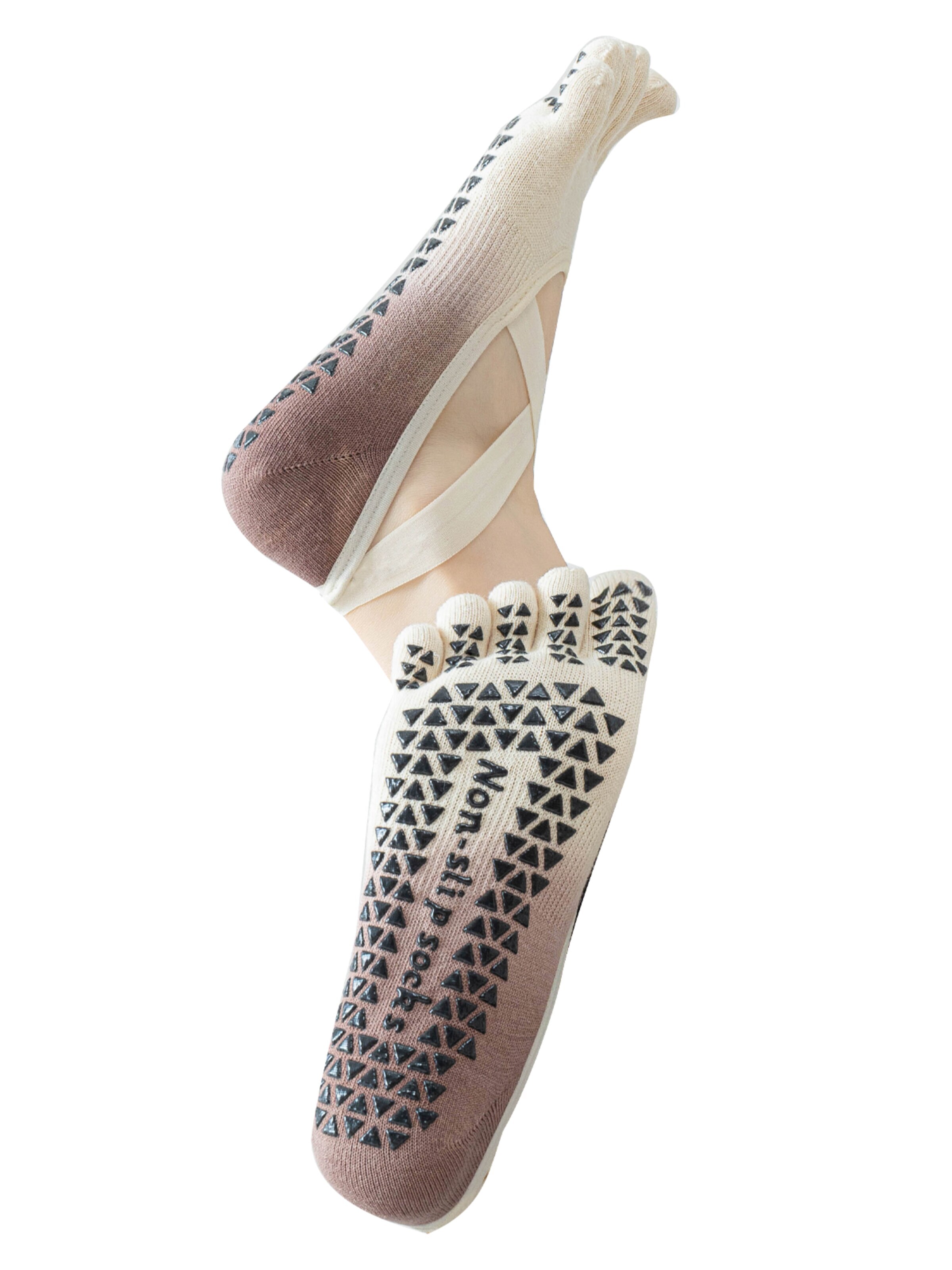 Millo Athletic Socks 'Freedom Yoga' in Brown: front