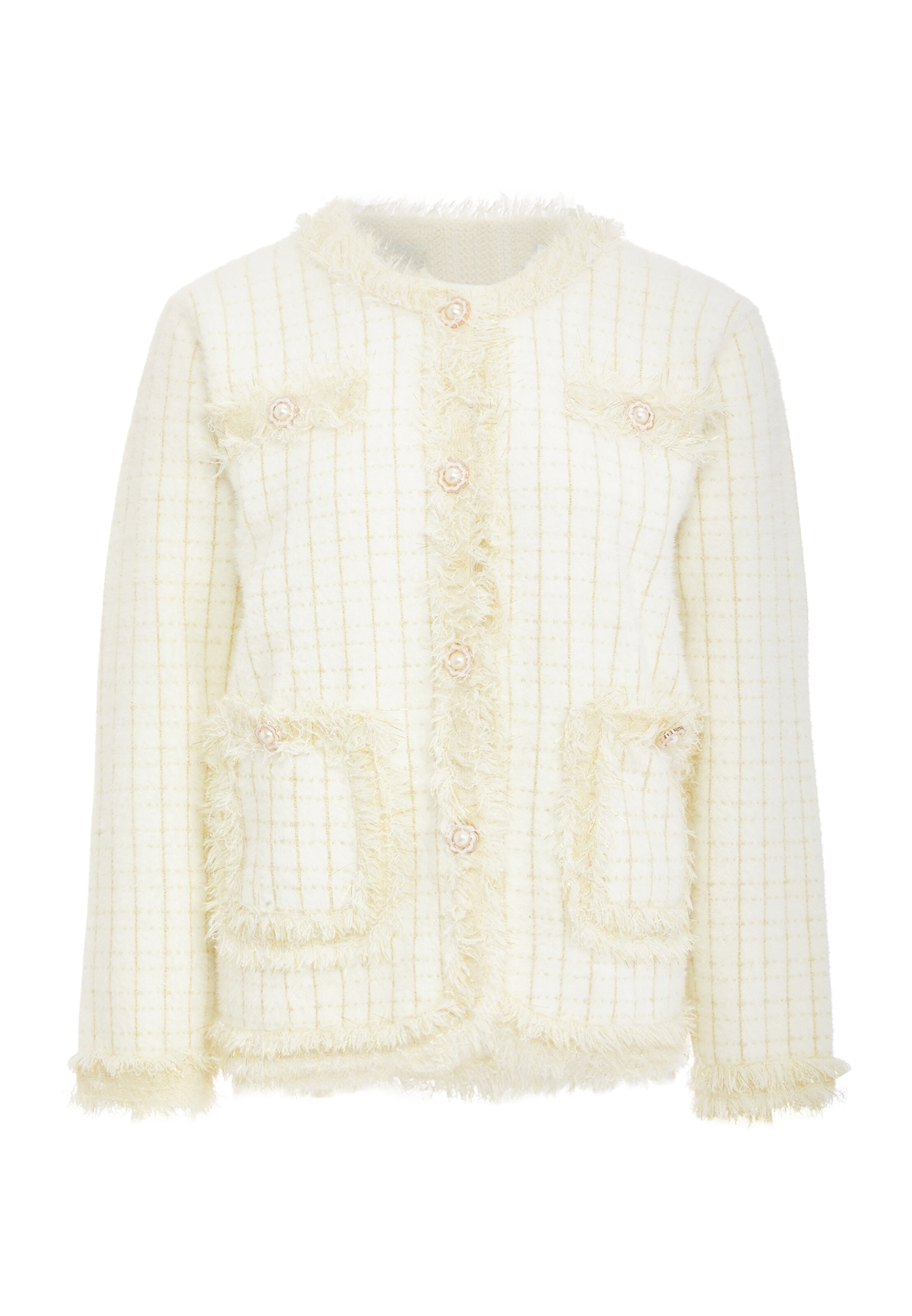 YASANNA Gebreid vest in Wit: voorkant