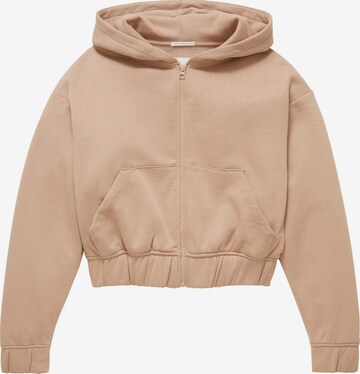 TOM TAILOR Zip-Up Hoodie in Brown: front