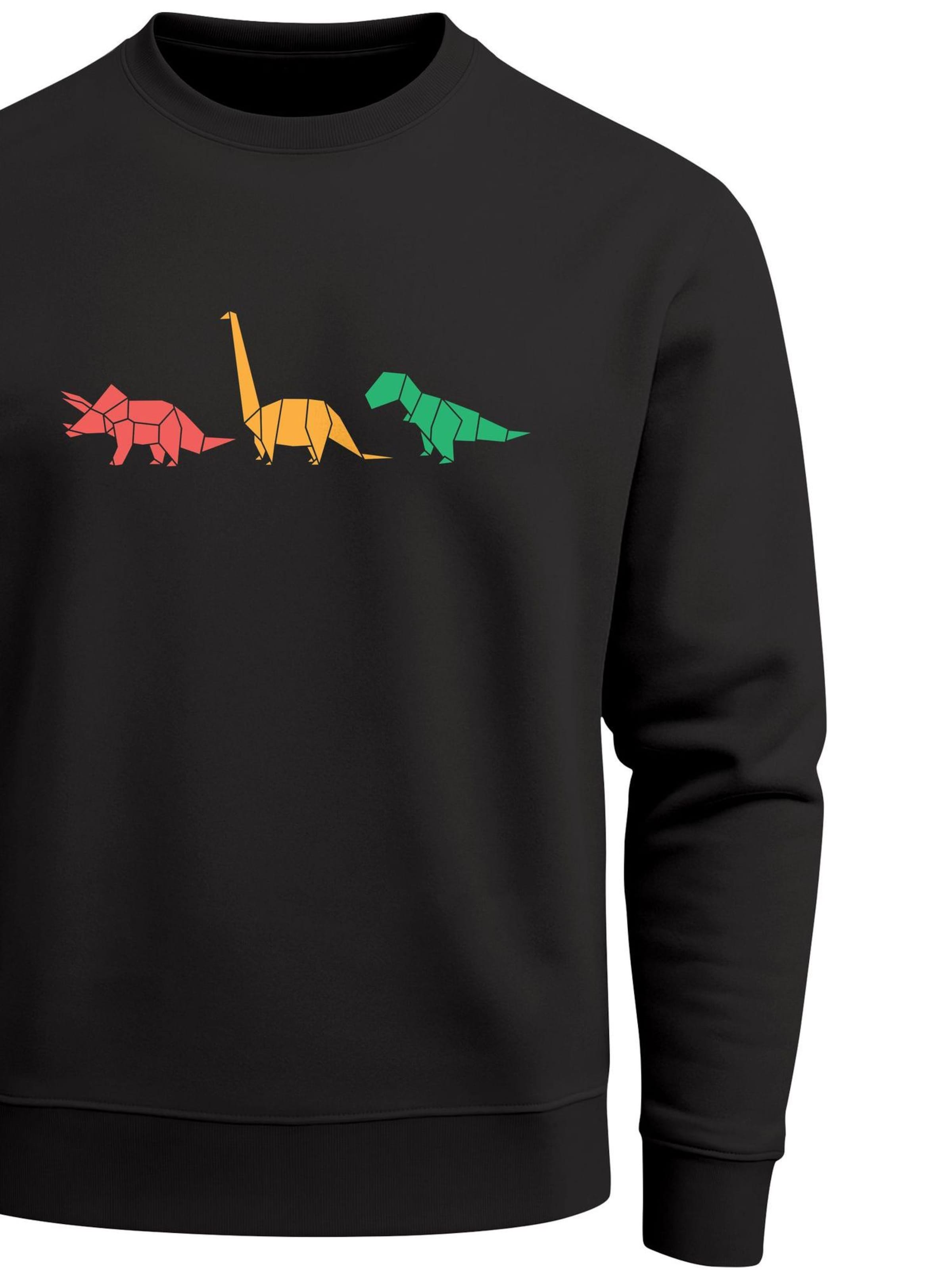 Neverless Sweatshirt 'Geometric Dino'‌‌‌‌‌‌‌ in Schwarz