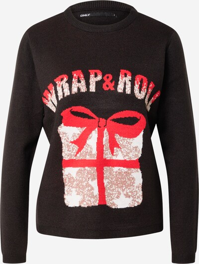 ONLY Sweater 'XMAS WRAP' in Beige / Dark blue / Red, Item view