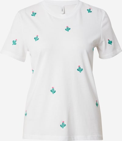 ONLY T-shirt 'KETTY' en turquoise / émeraude / pitaya / blanc, Vue avec produit