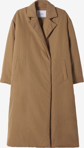 Bershka Between-Seasons Coat in Brown: front