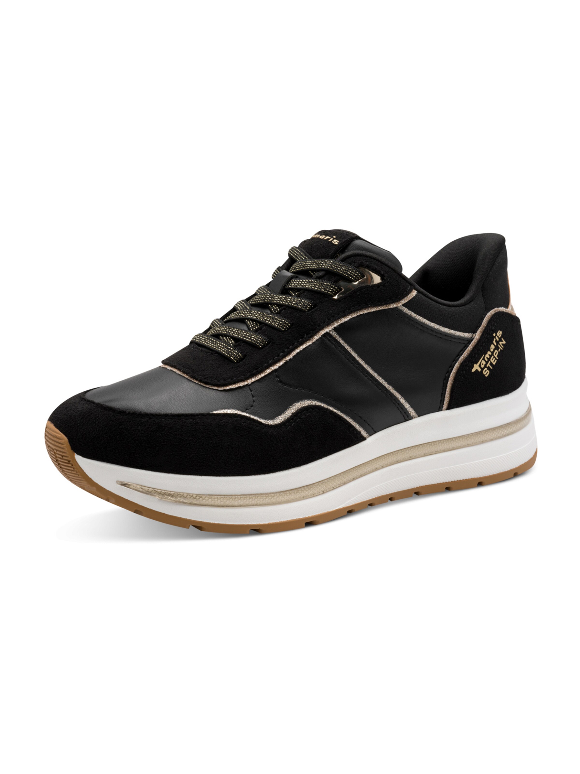 Tamaris Platform trainers in Black: front