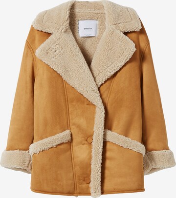 Bershka Between-Season Jacket in Brown: front