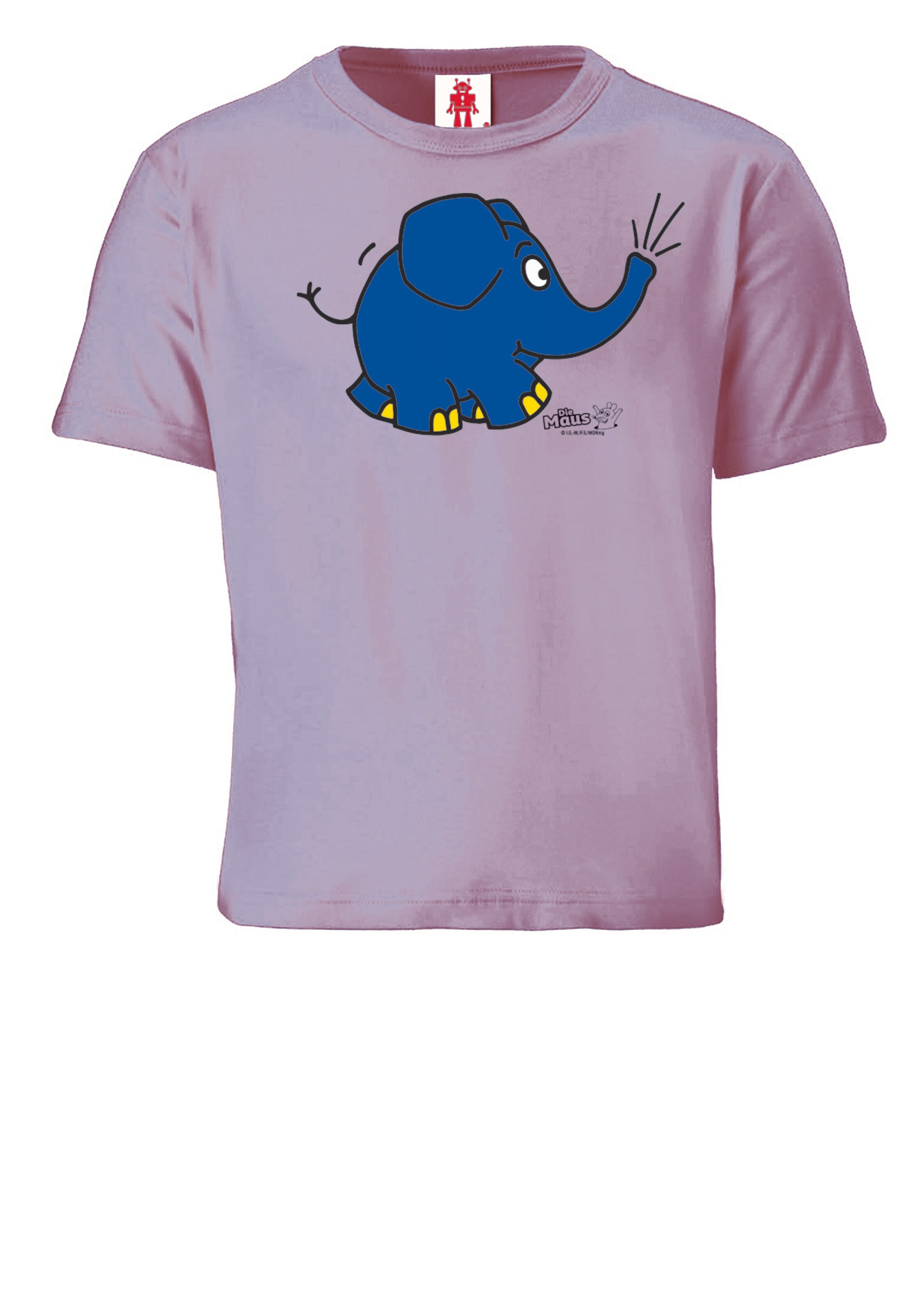 LOGOSHIRT Shirt 'Die Sendung mit der Maus - Elefant Törö' in Lila: voorkant