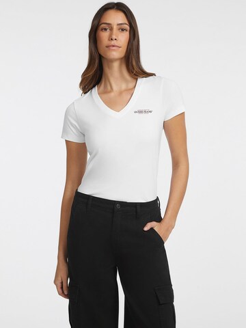 T-shirt GUESS JEANS en blanc : devant