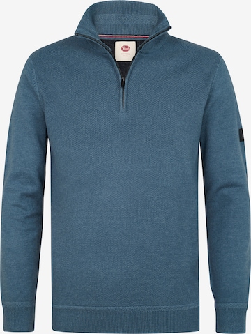 Petrol Industries Trui 'Half zip' in Blauw: voorkant