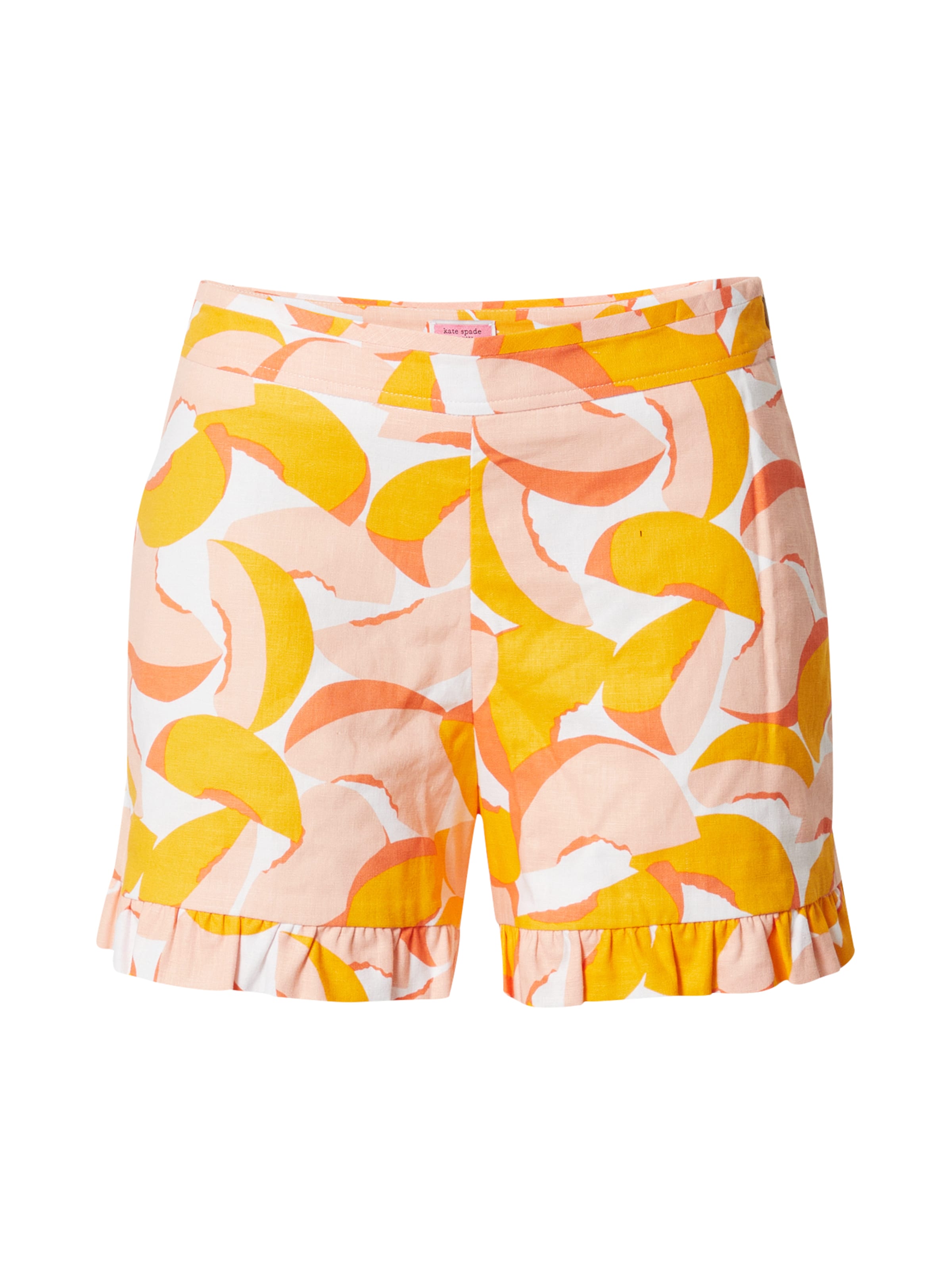 Kate Spade Regular Trousers 'Peaches Ruffle Shorts' in Beige: front