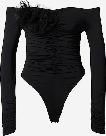 River Island Shirt Bodysuit in Black: front