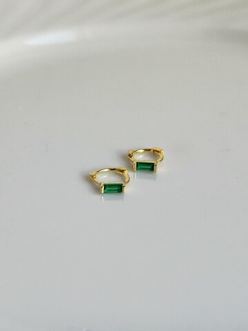 Kamakula Earrings 'Green Baguette' in Gold