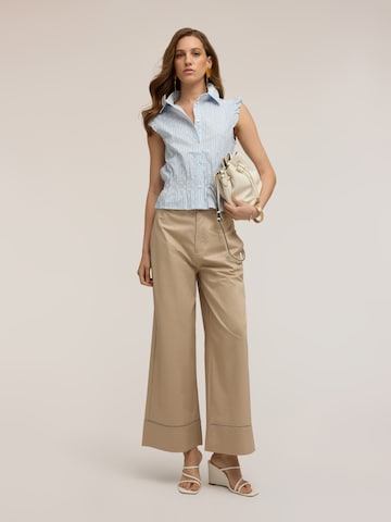 MOTIVI Wide leg Broek in Beige