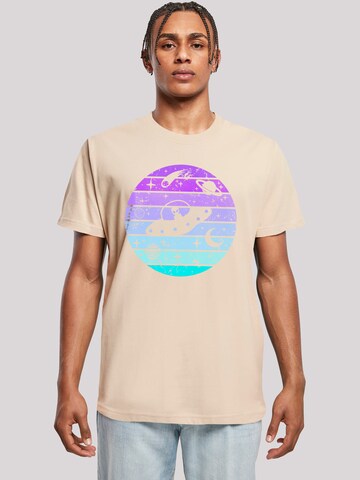 F4NT4STIC Shirt 'Retro Alien Weltraum Sonnenuntergang' in Beige: front