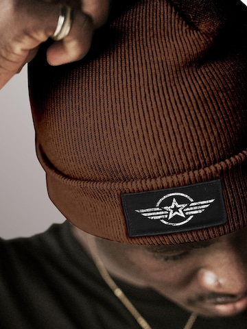 Neverless Beanie 'Airforce Wings' in Brown