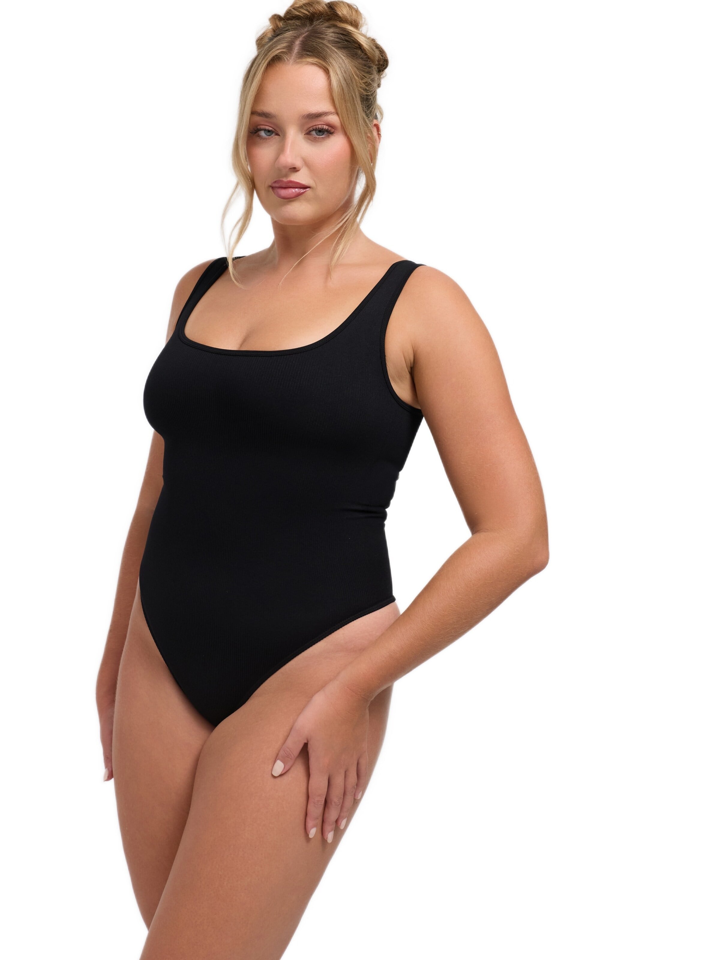 cfab Body 'Ribbed Tank Sculpting Bodysuit with String' - fekete