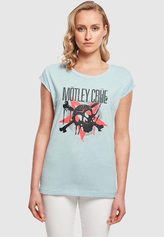 Merchcode Shirt 'Motley Crue - Montage Skull' in Blauw: voorkant