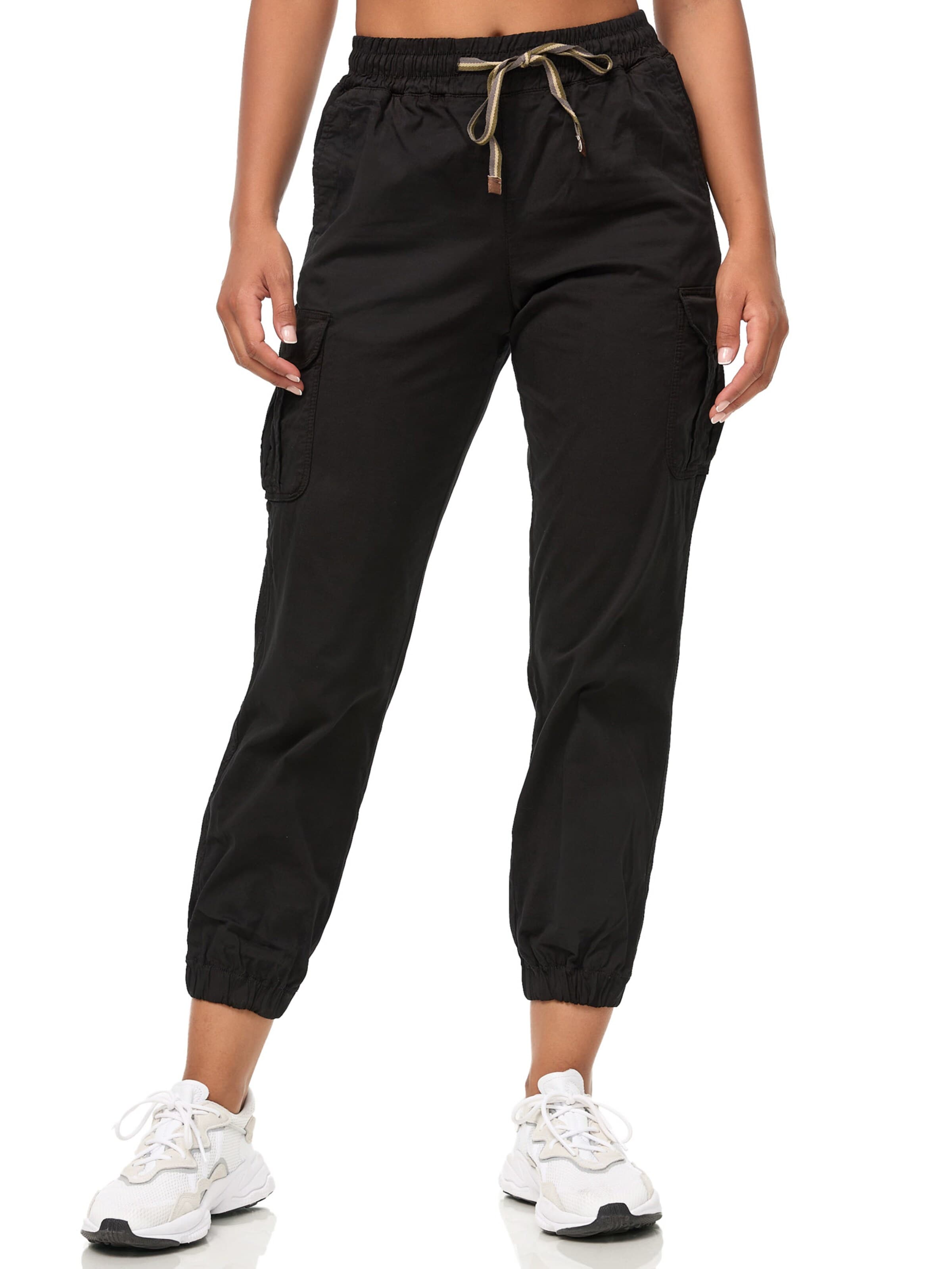 Tazzio - Tapered Pantalón cargo 'F600' en negro: frente