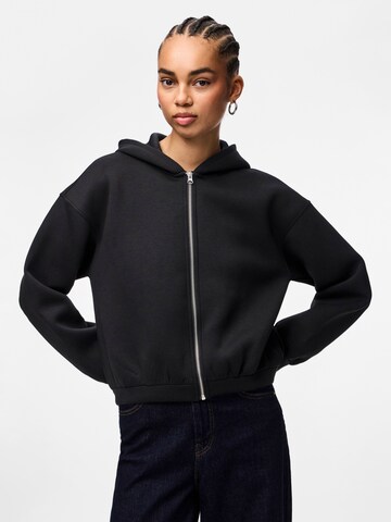 PIECES Sweat jacket 'PCBUCUBA' in Black: front