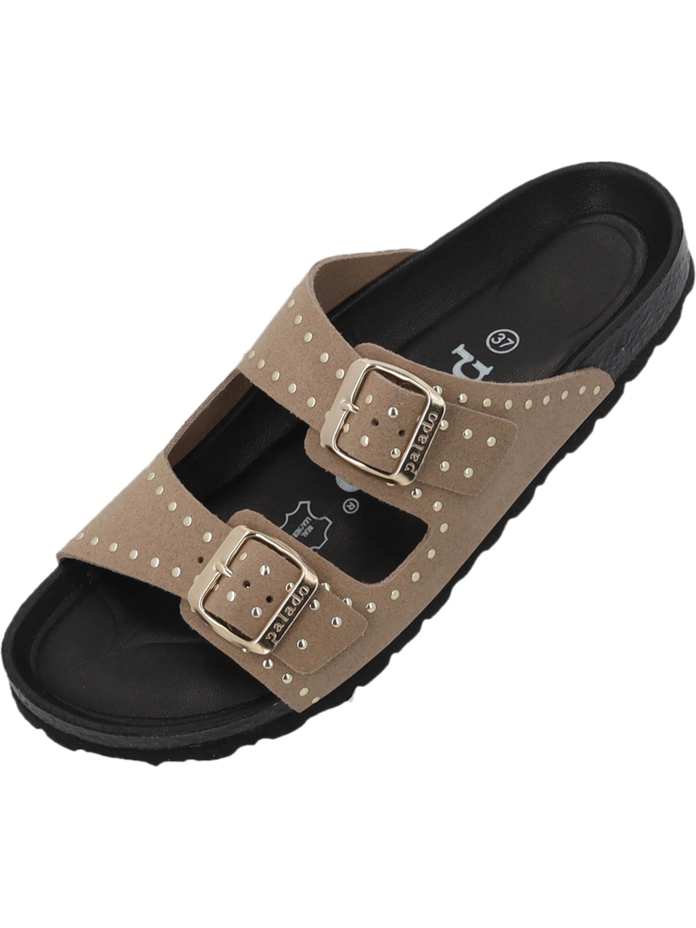 Palado Pantolette 'Palado Elaha Rivet Velours Premium Leather'‌‌‌‌‌‌ in Beige: Vorderseite