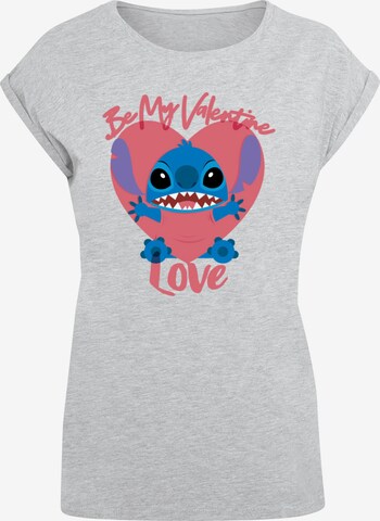 Maglietta 'Lilo And Stitch - Be My Valentines Love' di ABSOLUTE CULT in grigio: frontale